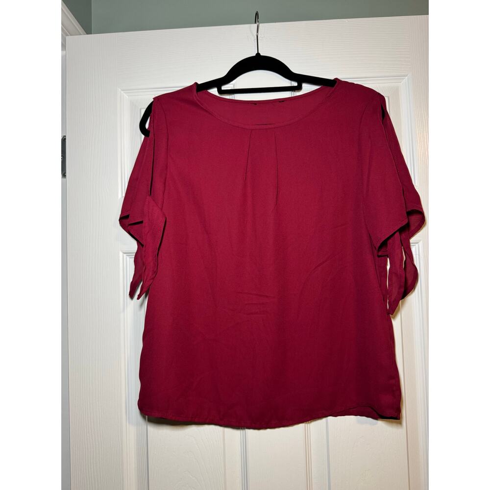 Red Blouse with Tie Sleeves